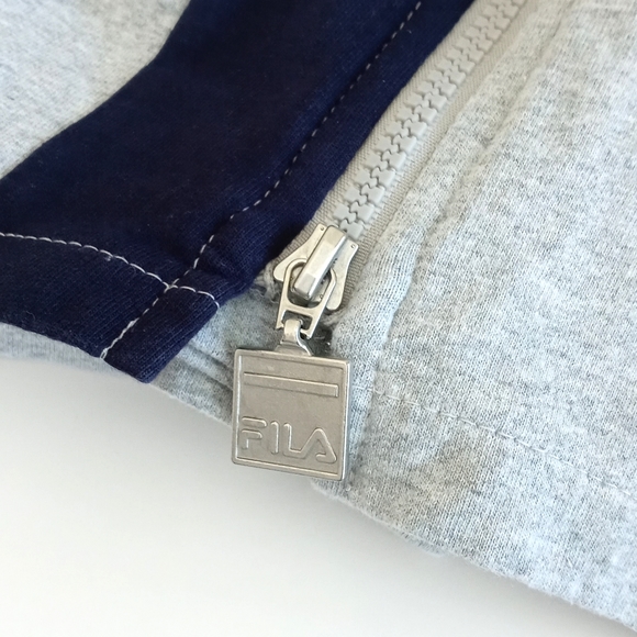 *Relisted* Fila Grey Blue Racer Stripes 3/4 "Zip Leg" Wide Leg Sweatpant Pants S - Picture 12 of 16